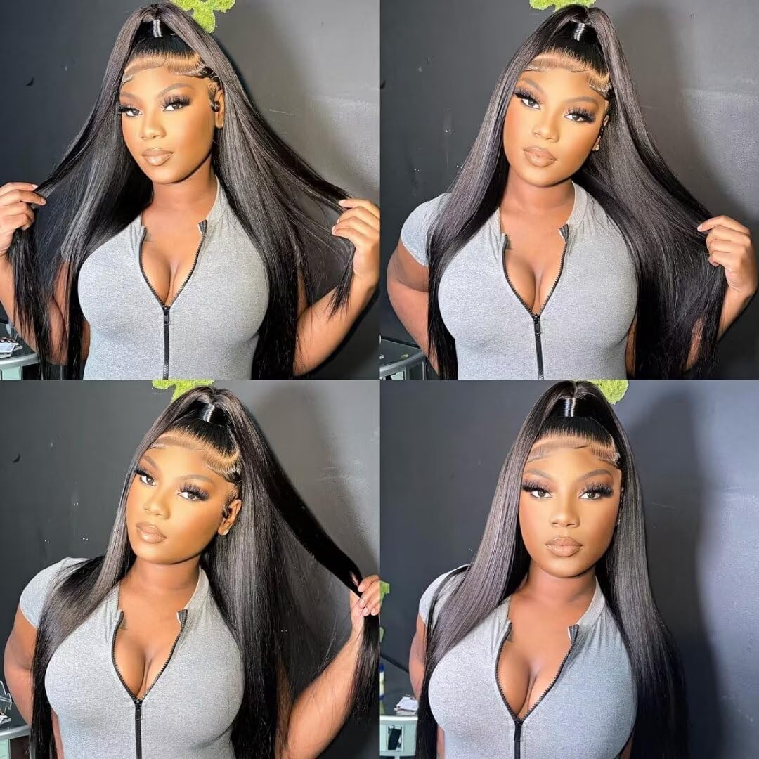 32 Inch Straight Lace Front Wigs Human Hair 13x4 HD 200% Density Lace Frontal Wig Pre Plucked with Baby Hair - Image 4