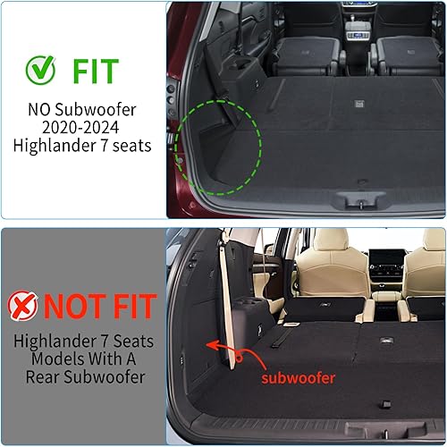 Vista 26 de Bomely Alfombrillas compatibles con Toyota Highlander 2020-2025, cubierta de asiento trasero, Hybrid Fuel 2024, accesorios Highlander de 7 asientos