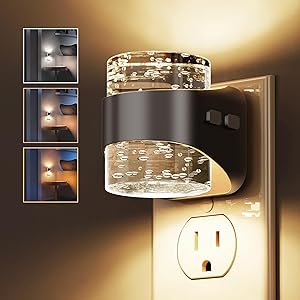 L LOHAS LED Night Light, Bubble Night Lights Plug into Wall, 3000K/4000k/5000K Adjustable Color Temperature Night Light,Dimmable Nightlights with Dusk to Dawn Sensor for Rooms Bathroom Hallway