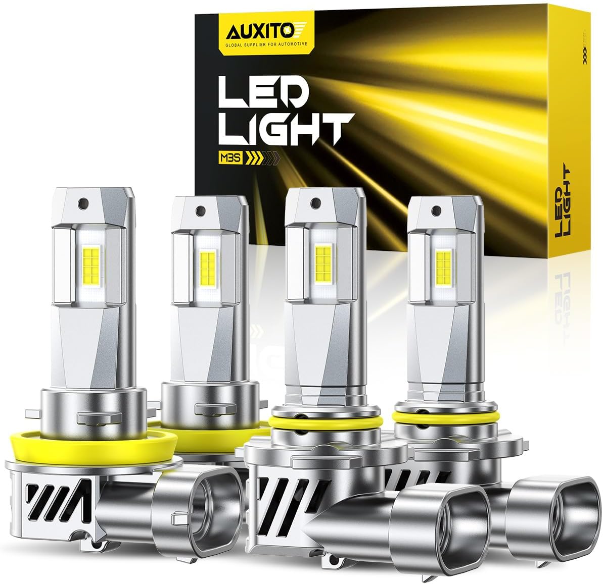 AUXITO H1 Bulbs, 1000% Brighter 6500K White Illumination, Factory Halogen Size Match, Simple Plug and Play, 99% Vehicle Compatible, Pack of 2