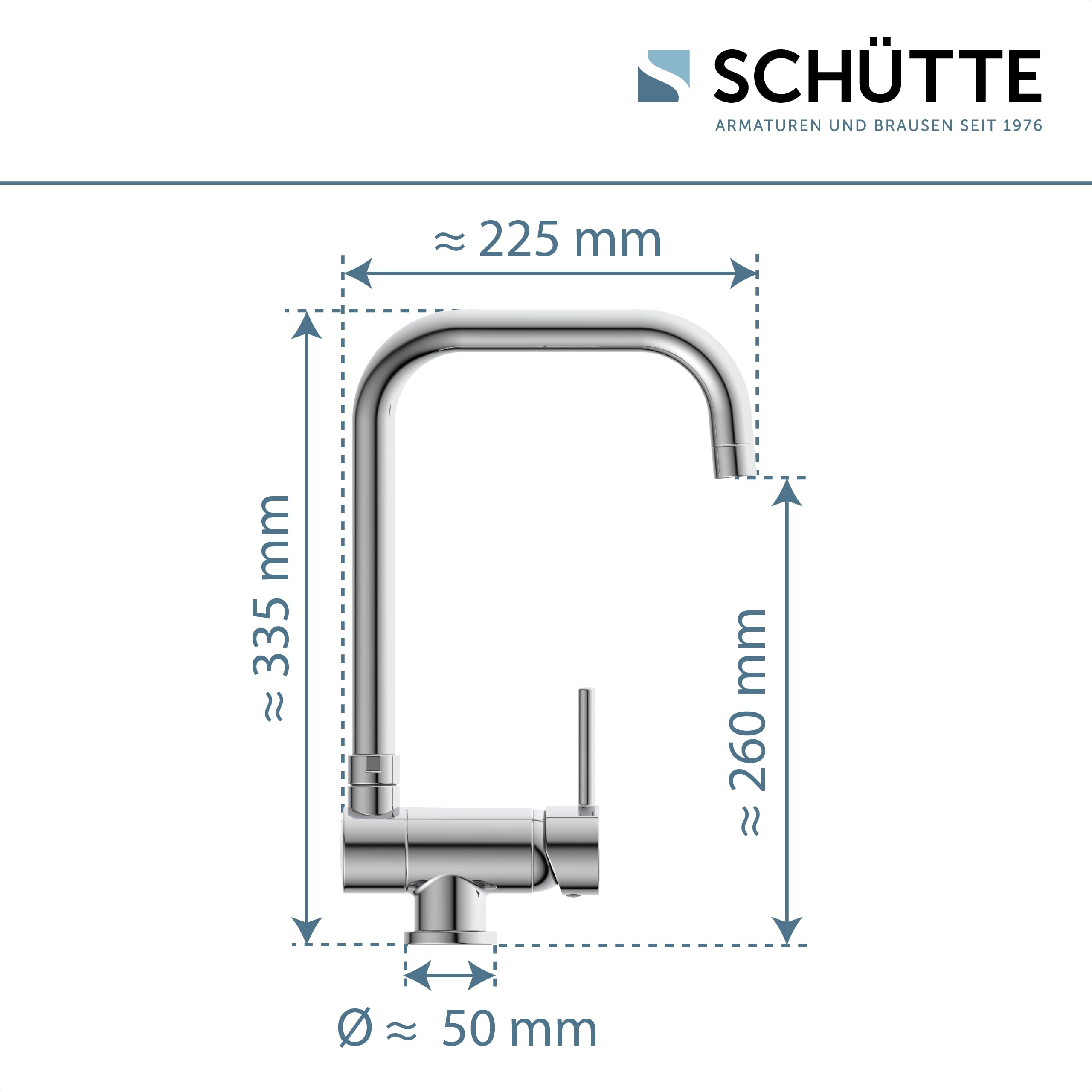 SCHÜTTE 24550 Robinet de Cuisine Window - Mitigeur Monocommandé Sous Fenêtre, Rabattable 360° Pivotant, Chromé