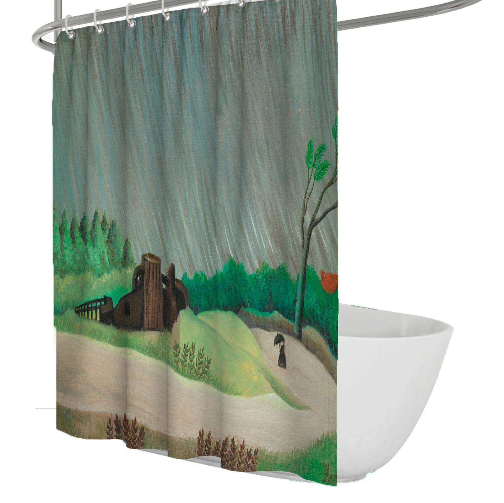 Zasłona prysznicowa Henri Rousseau słynny obraz drukuje zasłony prysznicowe wodoodporny poliester zestaw zasłon łazienkowych z hakiem 220W x 180L