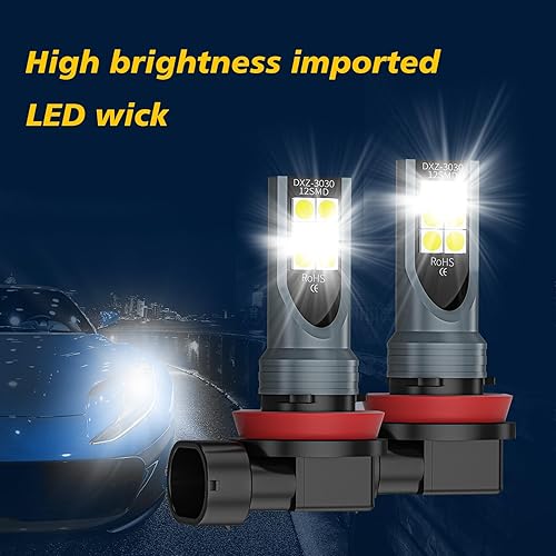 Miniatura 7 de 2 bombillas antiniebla H8H11 para automóvil, 3030 12SMD 50000H 6000K fuente de luz estable de alto brillo, luz de marcha atrás, 1500LM 360, luz