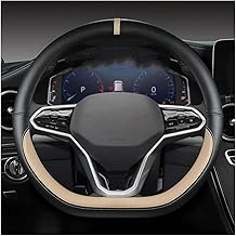 Steering Wheel Cover Car D Shape Car Steering Wheel Cover For VW For Sharan For Passat For Caddy For Touran For Tiguan 2015-2021 For Teramont For Atlas 2017-2021 Steering Wheel Cover (Color : BEIGE)
