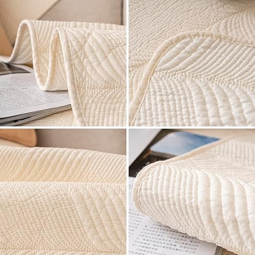 Miniatura 6 de vctops Funda acolchada de algodón para sofá, funda antideslizante para sofá modular, color sólido, súper suave, protector de muebles (crema, 28 x 28