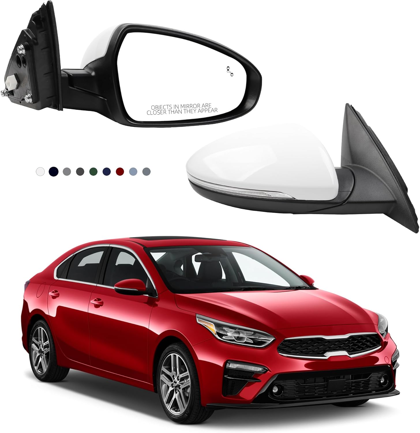 Dasbecan Right Passenger Side Mirror DIY Paintable Compatible With 2019-2024 KIA Forte View Mirror With Power Glass/Heated/Turn Signal/Blind Spot/Manual Folding KI1321225 87620M7070 (8Pins)