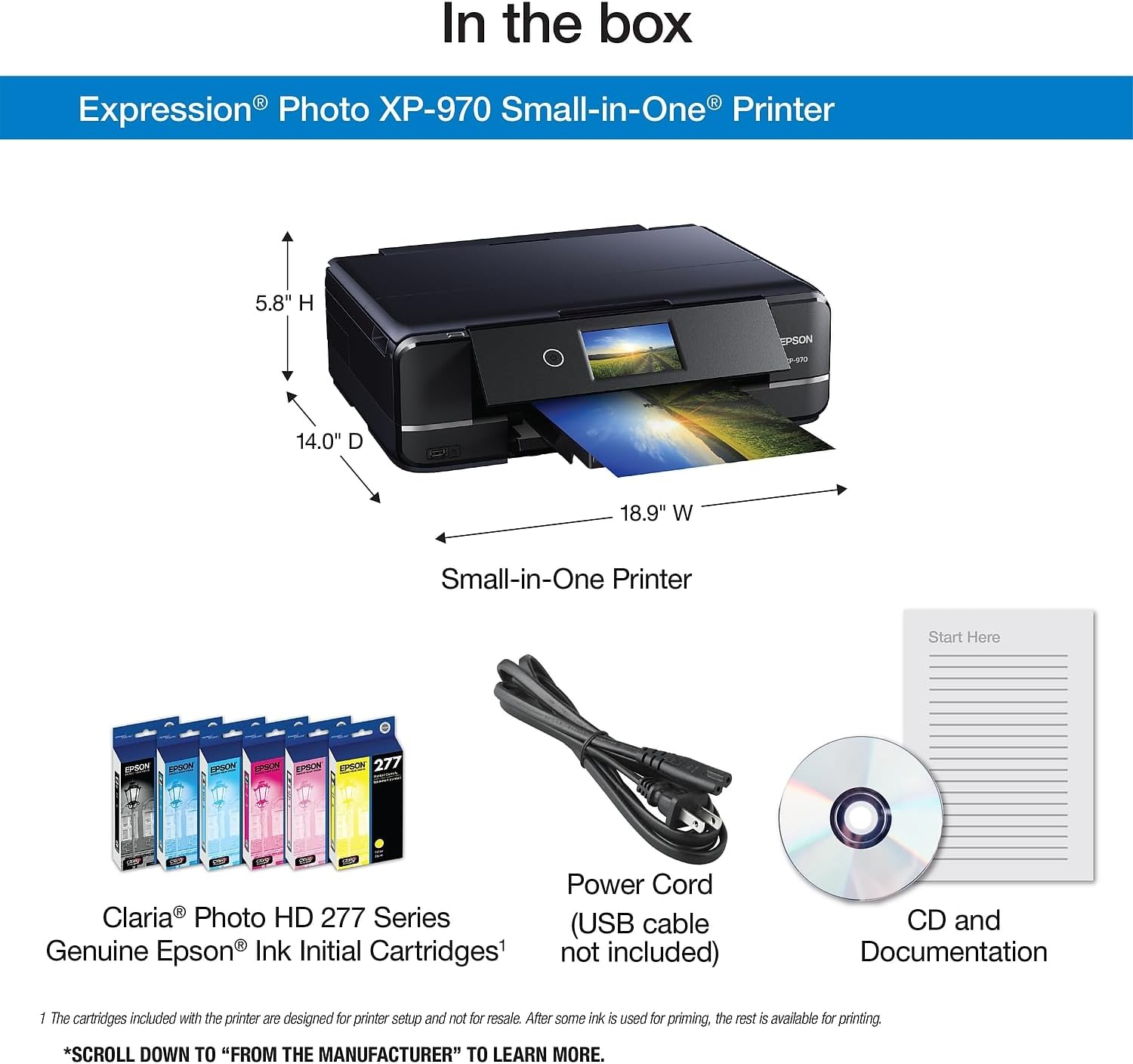 Epson Expression Photo XP-970 Wireless Color Photo Printer with Scanner and Copier, Black