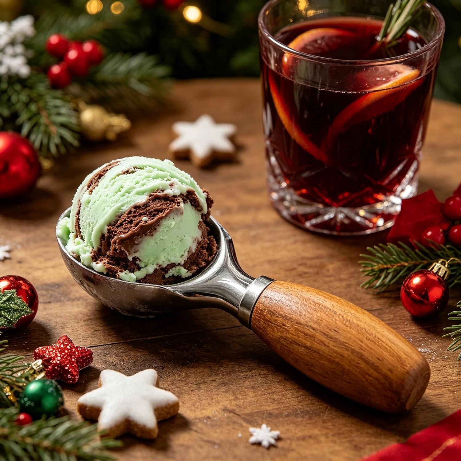 2pcs Melon Baller Scoop: Stainless Steel Ice Cream Spoon Dipper Fruit Baller Scooper With Wood Handle for Watermelon, Meatball, and Dessert & Cookie Dough