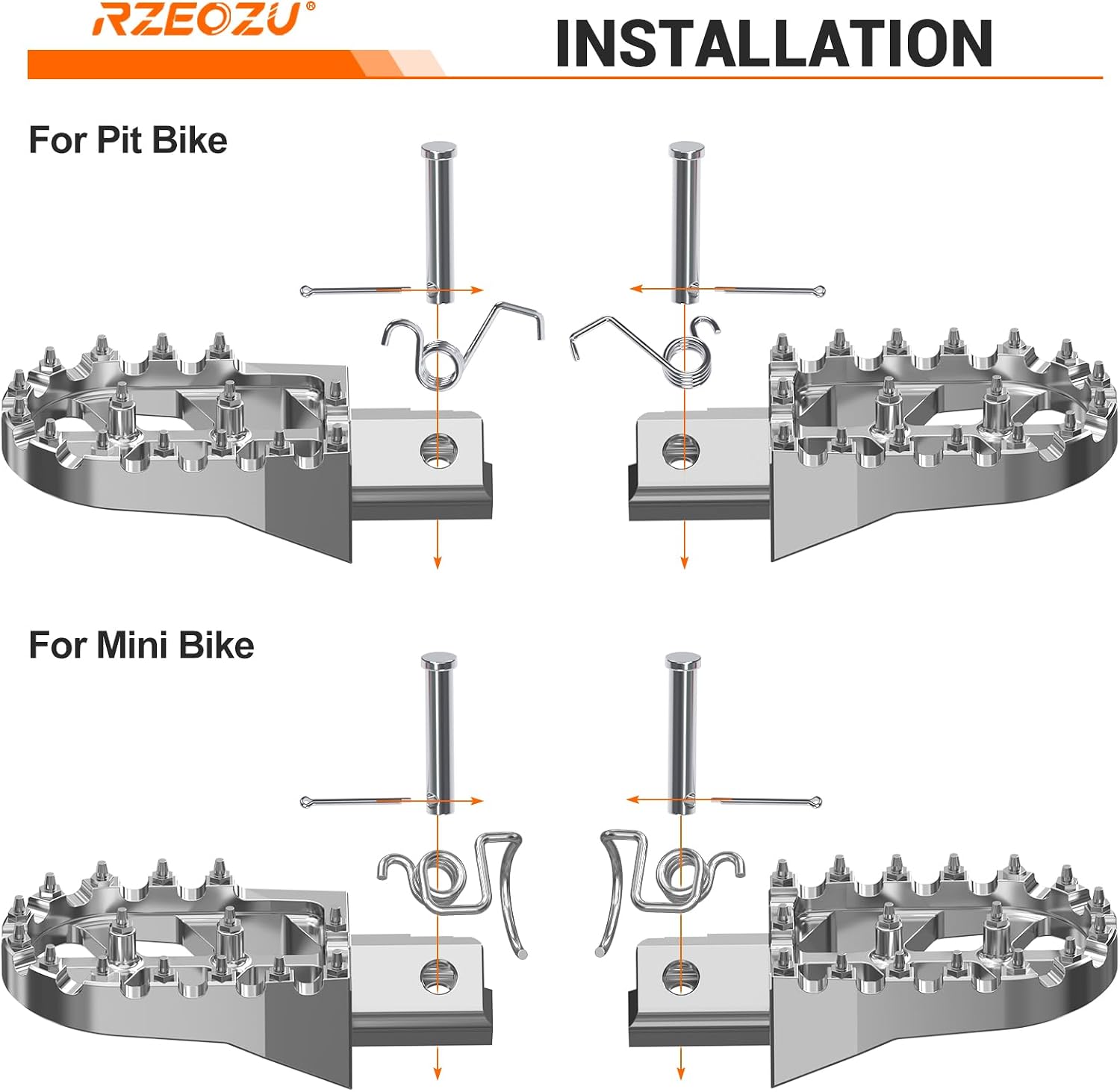 CNC Mini Bike Foot Pegs Wider Anti-slip Kit Replacement for Minibike Coleman CT200U CT200U-EX BT200X CT100U CC100X CRF XR 50 70 110 125 Pit Dirt Bike Motorcycle Assembly Parts Aluminum