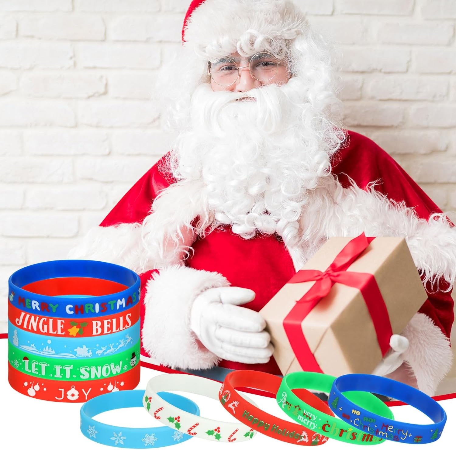Hiboom 100 Pieces Christmas Silicone Bracelets Bulk Christmas Party Favors Rubber Wristbands for Kids Adults Holiday Party Decoration Supplies Stocking Stuffers, 10 Styles - Image 6