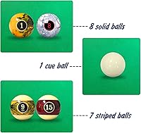 Vista 4 de Juego de bolas de billar de estilo remolino de mármol profesional de 2 1/4 pulgadas para mesa de billar, juego completo de 16 piezas de bolas