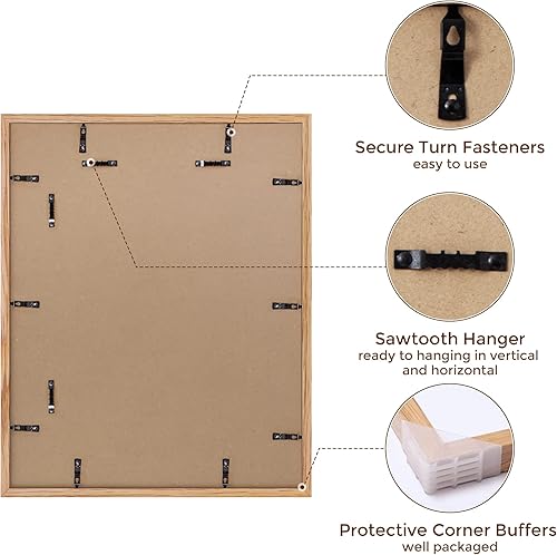 Miniatura 4 de Portarretratos de 16 x 20 pulgadas para pared, marcos de madera de roble macizo de 16 x 20 pulgadas, vidrio templado, marco de fotos de 16 x 20
