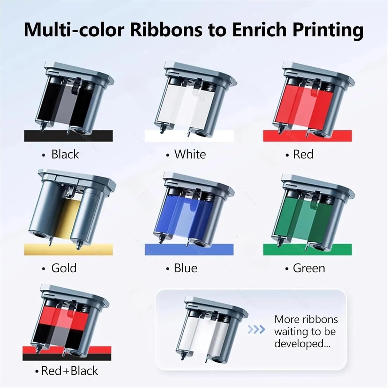 Compatible for Niimbot M2 Thermal Transfer Label Printer | Multi-Color Ribbon (Black/White/Red/Golden/Green/Blue) for Long-Term Storage(Green Ribbon)
