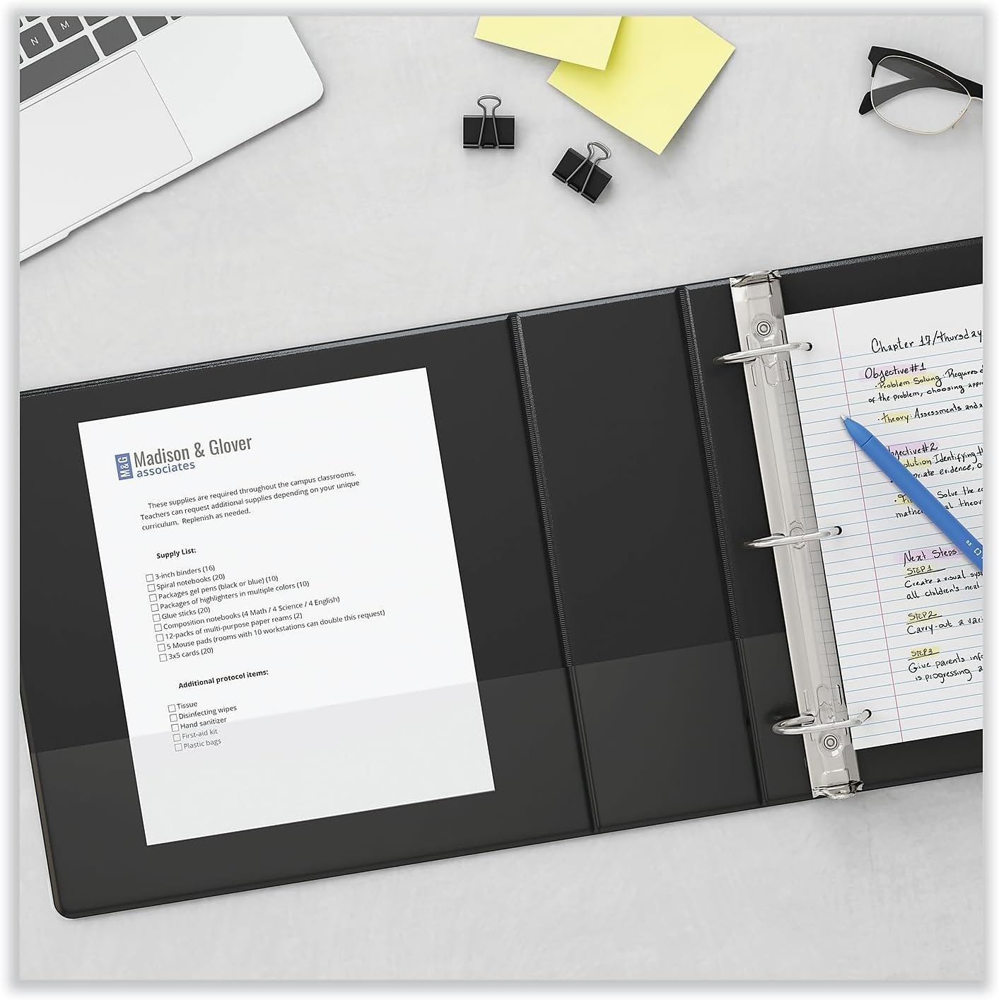Universal D-Ring Binder, 4" Capacity, 8-1/2 x 11, Black (20706)