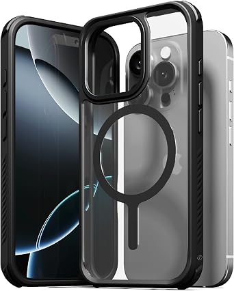 Sinjimoru iPhone 16 Pro Max Case for MagSafe, Shockproof Bumper, Black