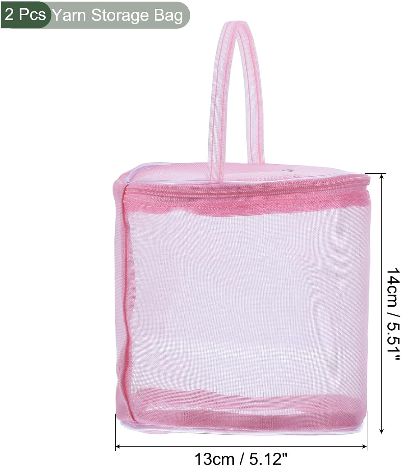 YOKIVE 2 Pcs Yarn Storage Bag, Crochet Bag Portable Knitting Bag Organizer with Port and Handle Strap, Great for Crocheting (13cm x 14cm, Pink Color)