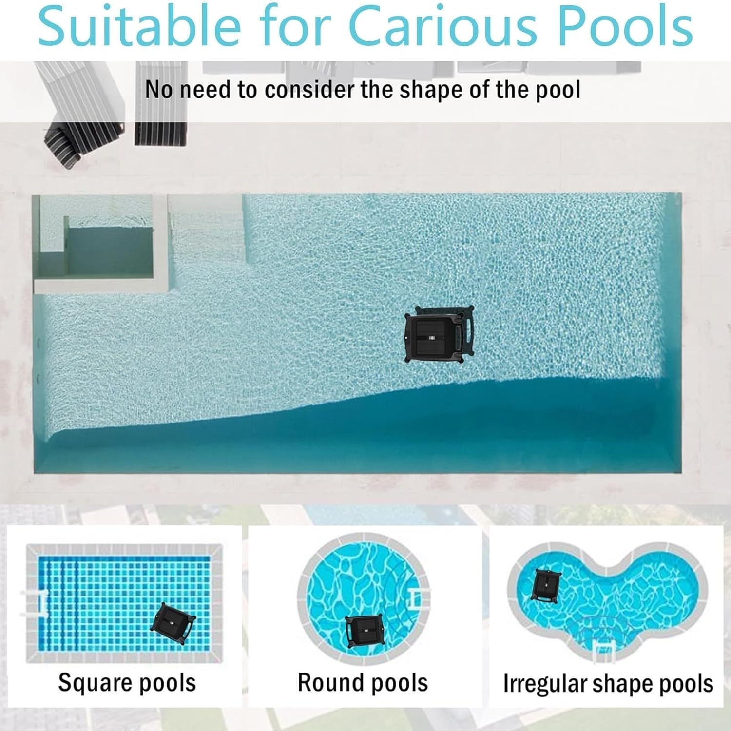 Pool Cleaner Robot, Solar/Battery Dual Pool Skimmer Robotic, Automatic Pool Vacuum Cleaner