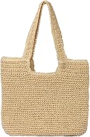 GOLDTIMO Large Woven Straw Beach Tote Bag for Women - Handmade Summer Shoulder Purse, High-Capacity Vacation Handbag