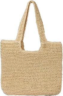 GOLDTIMO Large Woven Straw Beach Tote Bag for Women - Handmade Summer Shoulder Purse, High-Capacity Vacation Handbag