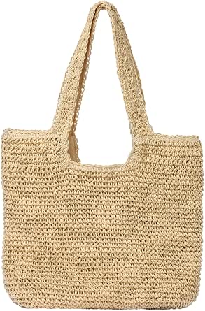 Beach Bags for Women - Summer Large Woven Straw Shoulder Tote Handbag