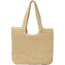 Bolsas de playa para mujer - Bolso de verano de hombro de tejido grande y suave, Bolso de paja de la playa para vacaciones de verano   