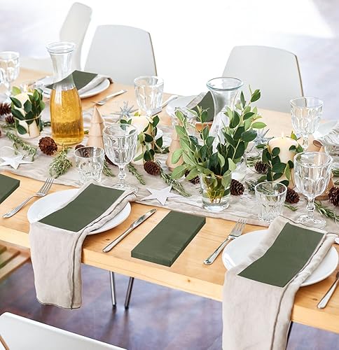 Miniatura 6 de 100 servilletas de 3 capas de color verde salvia de 13 x 15.7 pulgadas, servilletas de baño para invitados, servilletas de postre, toallas de mano