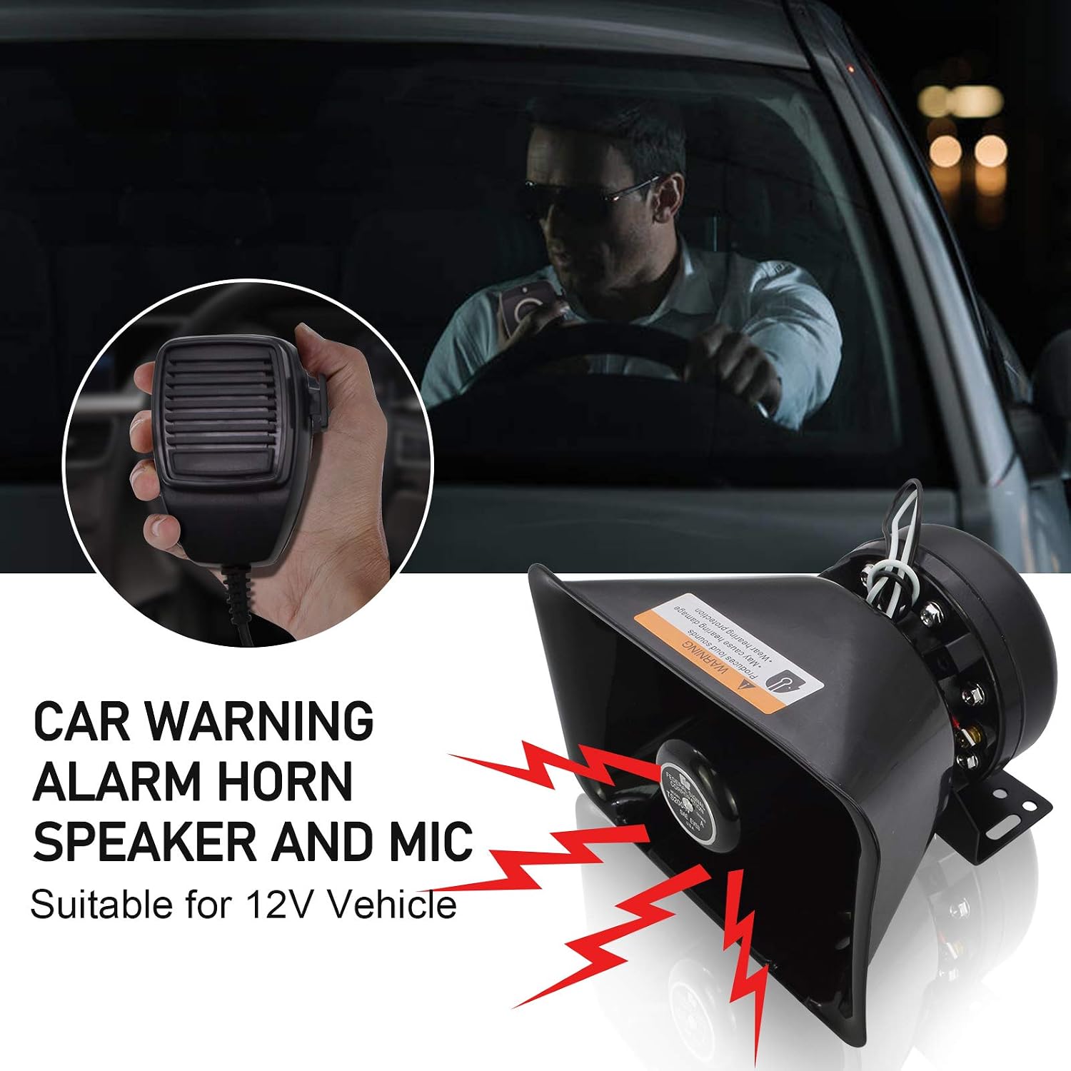 Police Siren Speaker Car Pa System,Safego Dc12v 200w 9 Tones Wired Handheld Microphone Loudspeaker Emergency Siren Electronic