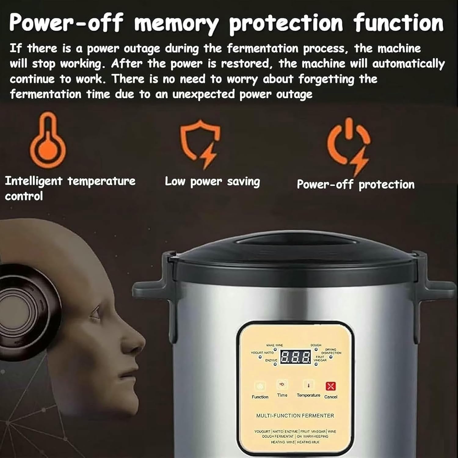 Fully Automatic Fermentation Machine, 12L Fully Automatic Electric Yogurt Maker, Stainless Steel Yogurt Maker with Smart LCD Display, for Yogurt, Rice Wine, Vinegar