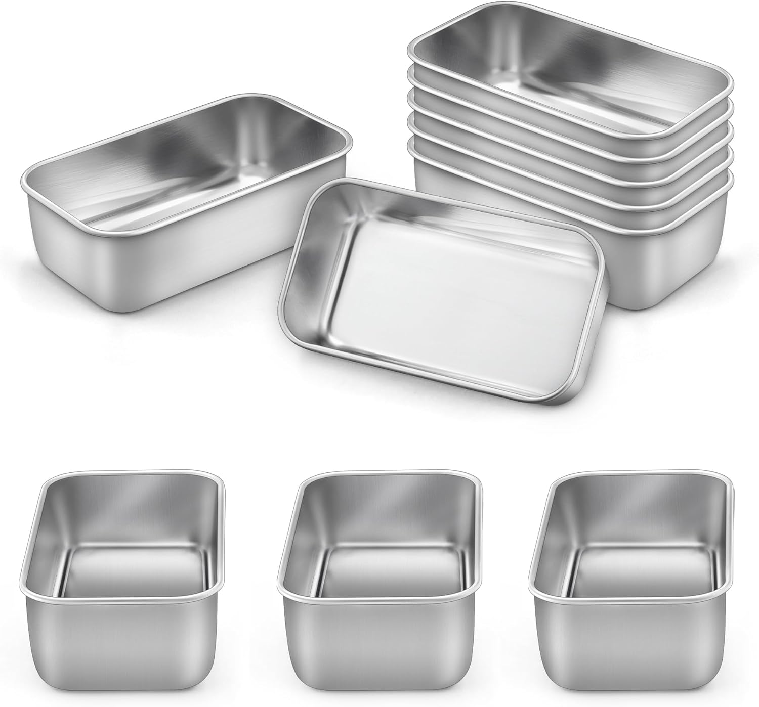 LIANYU 12 Pack Mini Loaf Pan for Baking Bread, 6.3 x 3.5 Inch Stainless Steel Small Bread Loaf Pan for Homemade Meatloaf, Tin Loaf Baking Pan Perfect for Banana Sourdough Sandwich, Dishwasher Safe