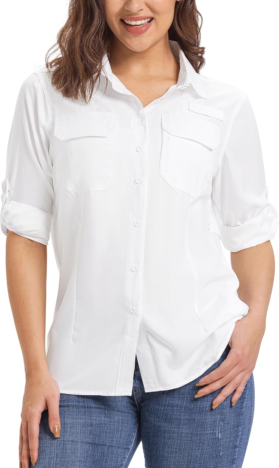 33,000ft Women's UPF 50+ UV Long Sleeve Sun Protection Safari Shirts Quick Dry Outdoor Fishing Hiking Travel Shirt