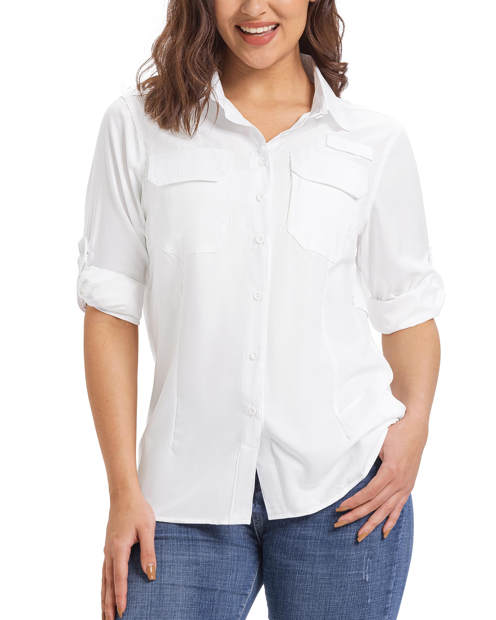 33,000ft Women's UPF 50+ UV Long Sleeve Sun Protection Safari Shirts Quick Dry Outdoor Fishing Hiking Travel Shirt