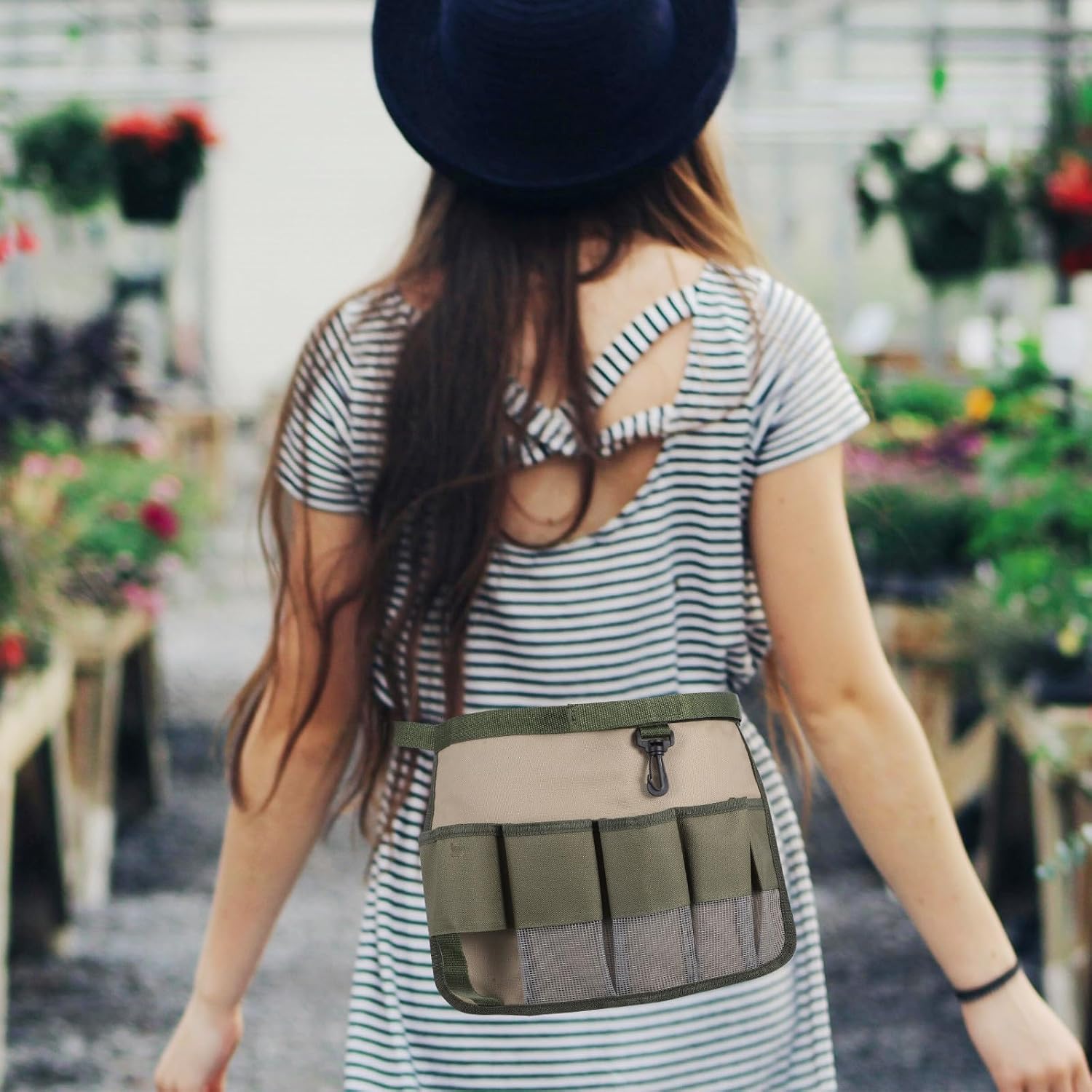SHOWERORO Garden Tool Belt Organizer Bucket Bag with Multi Pocket Green image 3