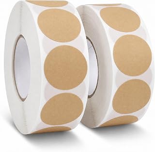 Dnzuyko1000pcs Kraft Price Stickers, 1 Inch Round, Brown Price Tags | Blank Circle Stickers for Price Tags for Small Business, Canning Jars, Envelope Seals & Label Stickers