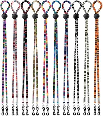 Tvoip 10Pcs Portable Ethnic Pattern Neck Buckle Lanyard Hanging String Neck Strap Hat Chin Cord Glasses Masks with Adjustable Cord Fastener,Unisex Removable Sun Hat Chin Strap