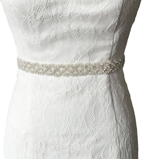 ShinyBeauty Wedding Sash Diamante Crystal Rhinestone Applique,Crystal and Rhinestone Flower Bridal Dress Belts DIY Romantic Wedding Veil Belt RA027
