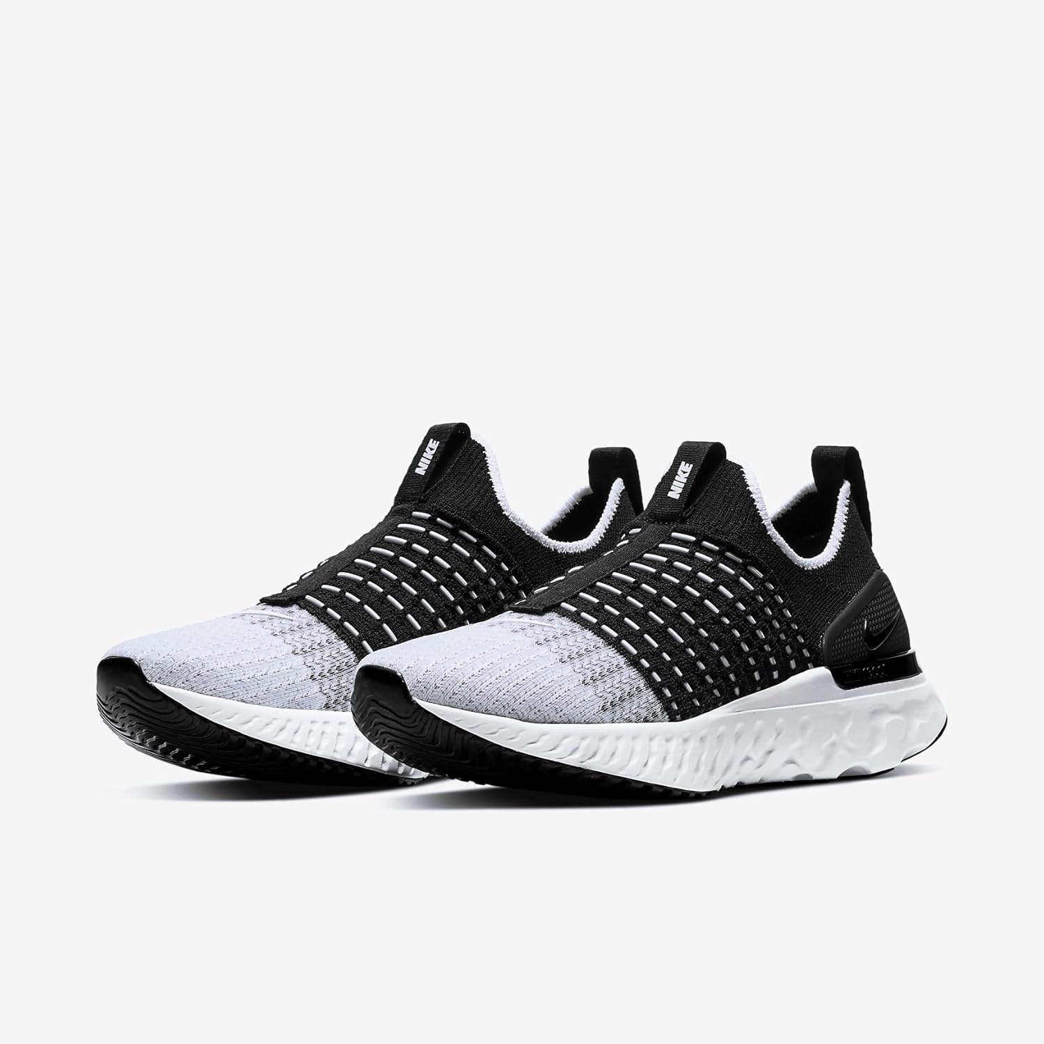 Nike React Phantom Run Flyknit 2 Women's Road Running Shoes (CJ0280-001, Black/White) Size 7.5