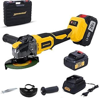 Tomahawk® CGR-5555 20V Brushless Cordless Angle Grinder | 4 Inch/ 100mm | 3-Speed Control up to 8500 RPM | Dual 3.0Ah Batteries | Paddle Trigger Lock for Cutting & Grinding