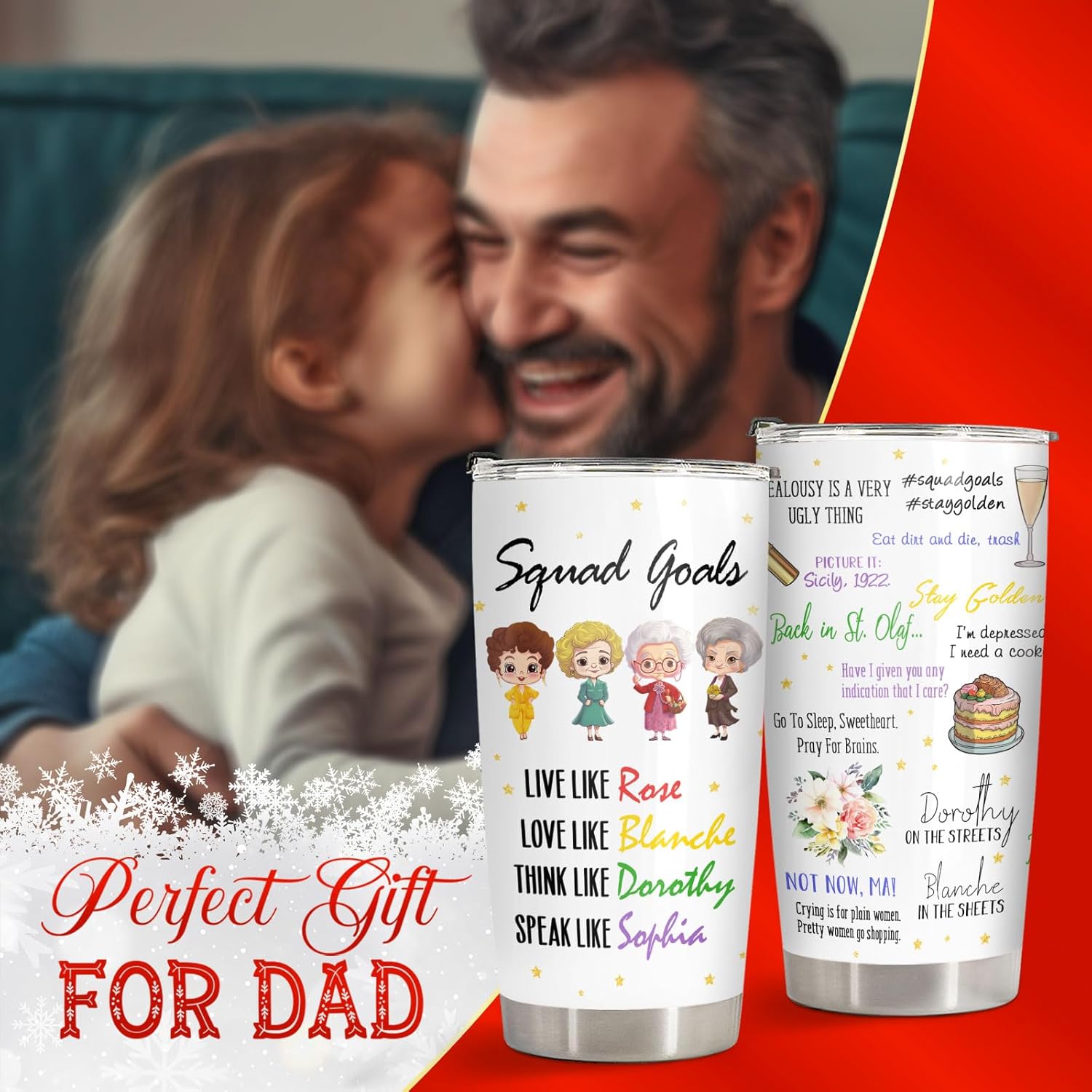 34HD Golden Girls Squad Tumbler 20oz with Lid, Funny Retro TV Show Insulated Travel Coffee Mug for Fans - Birthday Gift for Friends, Friendship and Besties - Image 4