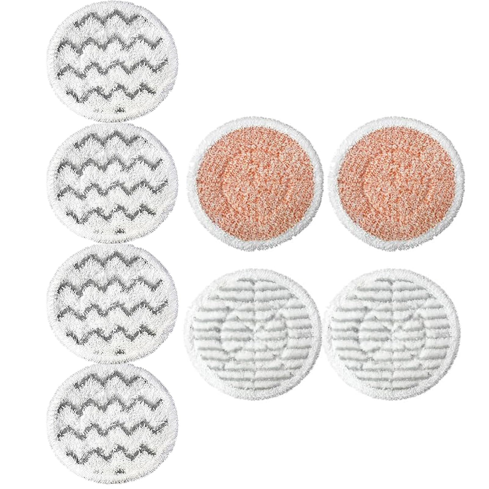 8 Pack Upgraded Rotating Steam Mop Pads Compatible with Bissell SpinWave SmartSteam Scrubbing Steam Mop 3897A (8-Pack Regular and Heavy Scrubby Pad)