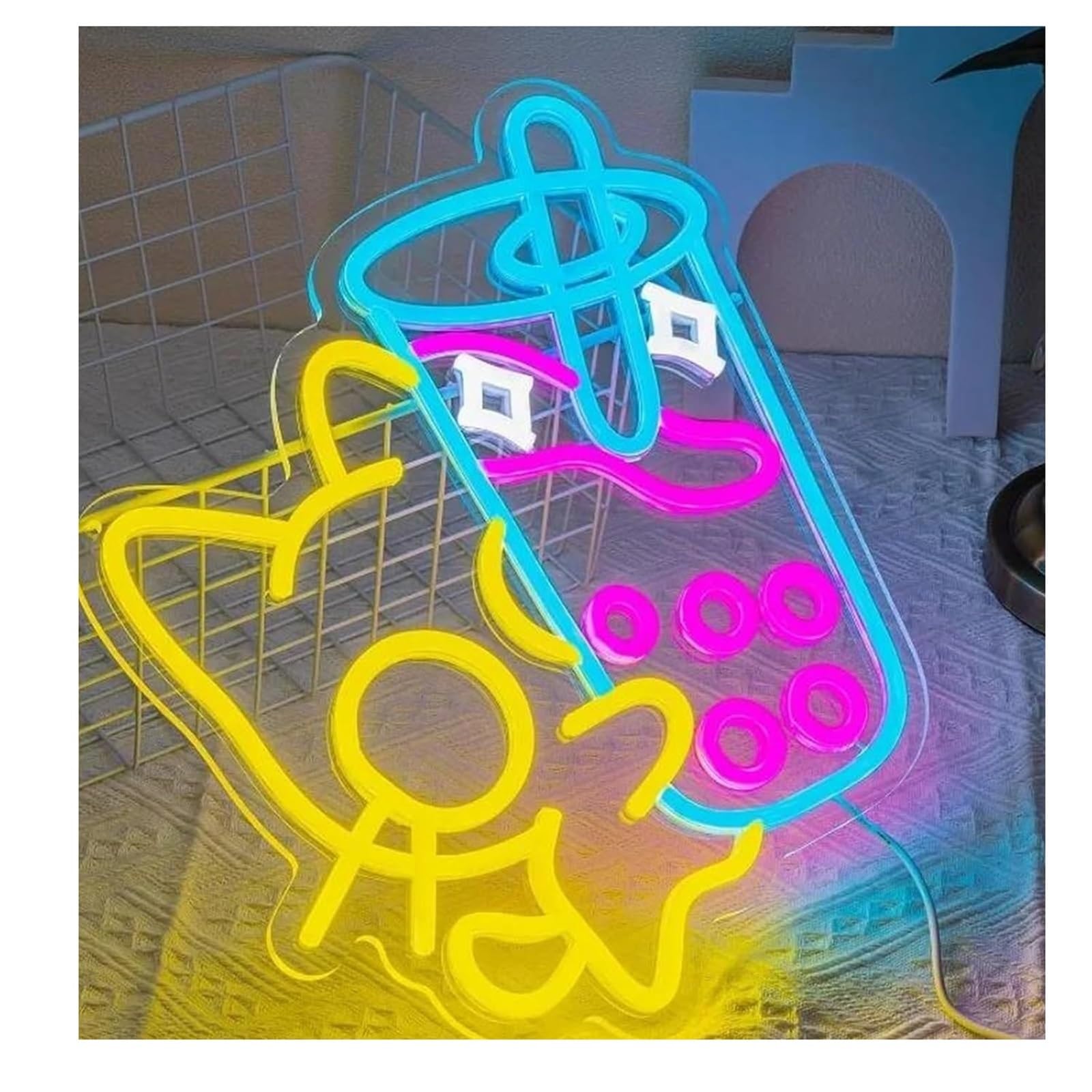 Aextroi neon Lights Sign for neon Sign Cat Boba Tea Wall Dimmable Decoration