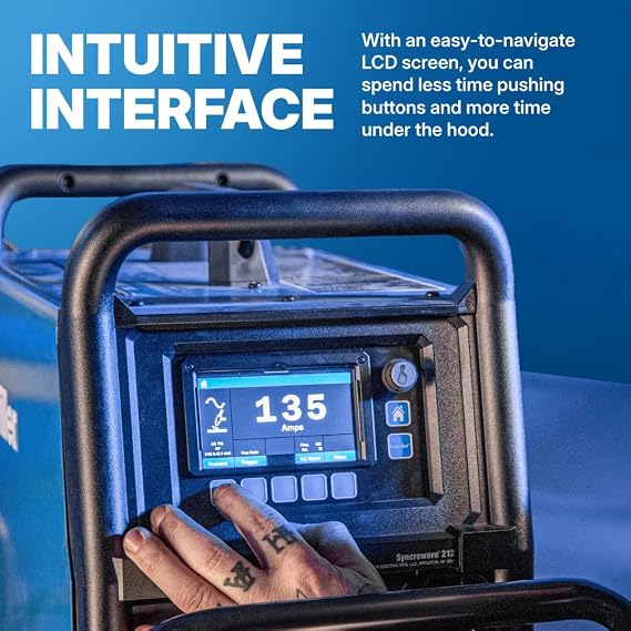 Miller Syncrowave 212 Air Cooled Package - AC/DC Tig Welder with Auto-SetTM Technology - Steel, Stainless Steel & Aluminum Welder - TIG Welding Machine LCD Interface - Coolmate 1S Ready