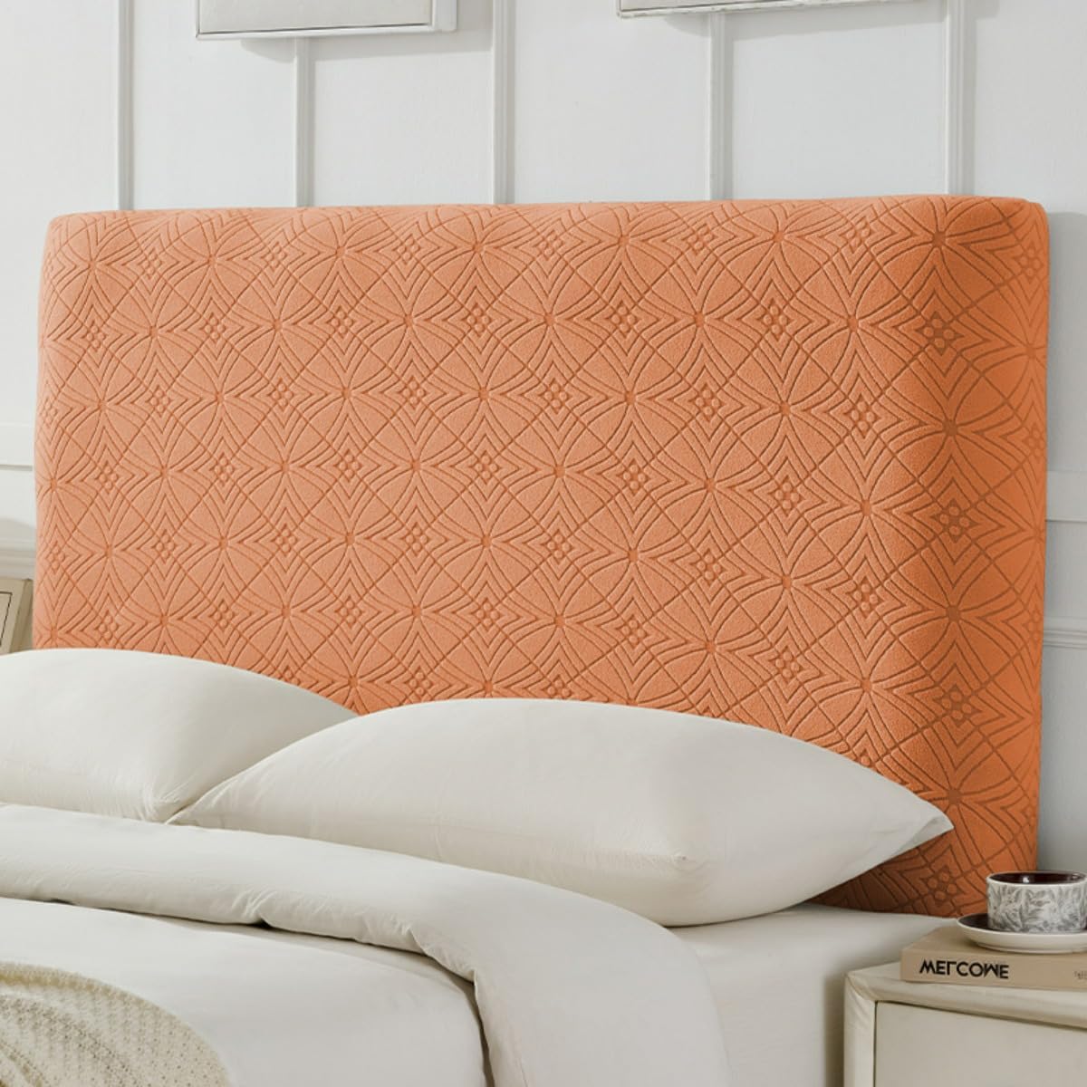 CAMZ Stretch Headboard Covers for Full Queen King Size, Jacquard Bed Headboard Slipcover Anti Slip Headboard Dustproof Protector Cover (Coffee-F,King:190-210cm/75-82'')