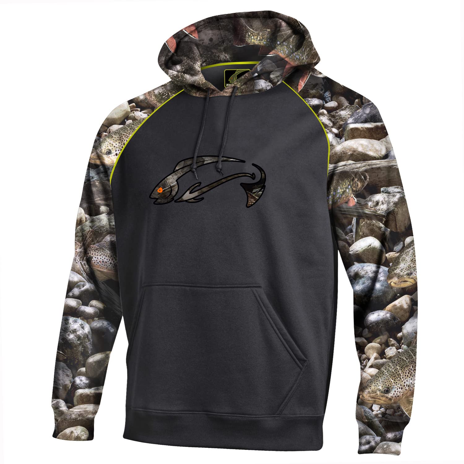 Fishouflage First Cast Hoodie - Trout -Large - Black