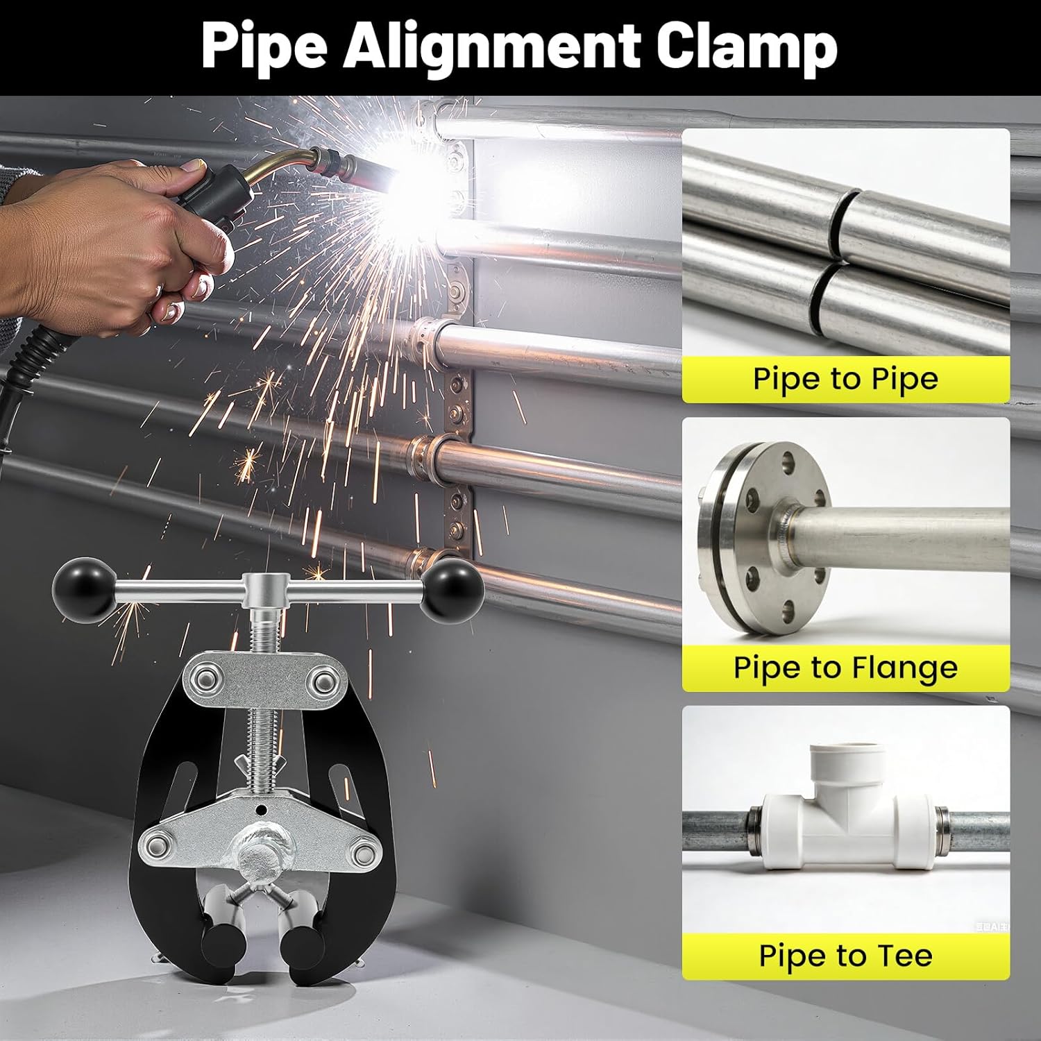 Pipe Clamp, 1” - 2.5” Ultra Clamp Steel Pipe Alignment Tool, High Strength Fabrication Pipe Welding Alignment Clamping, for Flange Join (A1 Clamp Range: 1-2.5 inch)