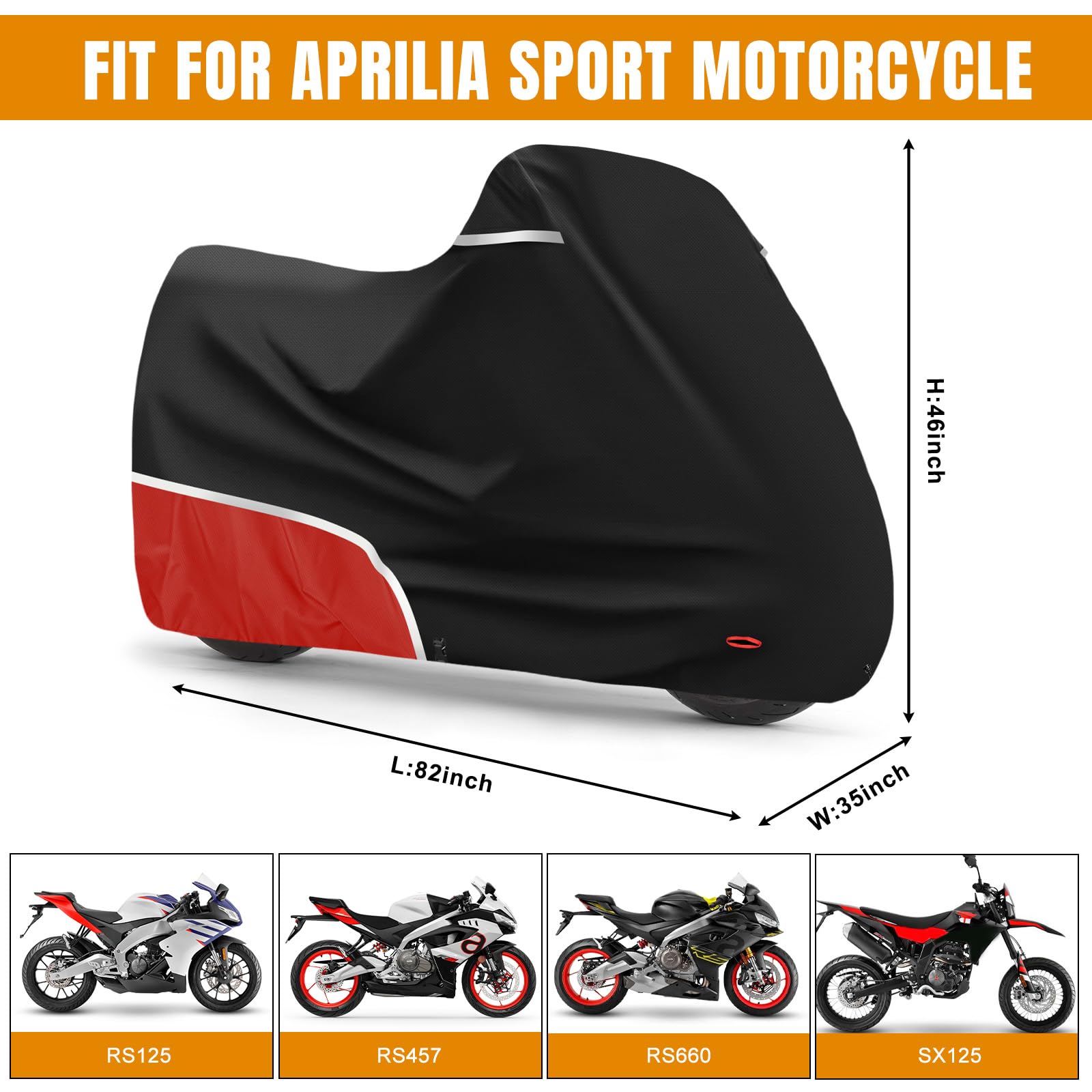 Telo Copri Moto adatto per Aprilia RS660 RS125 RS457 SX 125, 420D Tessuto Oxford Telo Coprimoto Impermeabile per Esterno, Copertura Moto Copri