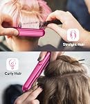 Terviiix Mini Flat Iron, 1/2 Inch Hair Straightener for Bangs Edges, Pink | For Short Hair, Touch-ups, Bob, Pixie cuts, Ceramic, Dual Voltage Travel, Lightweight with Pouch