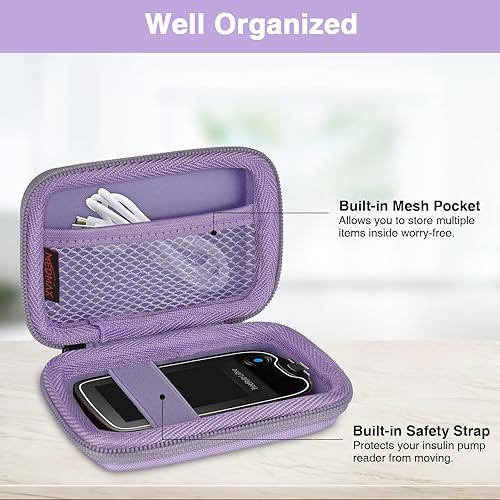 Vista 29 de Funda protectora rígida para Freestyle Libre 3 2 / Libre Reader, ligera, a prueba de golpes, funda de transporte para diabéticos con clip y asa