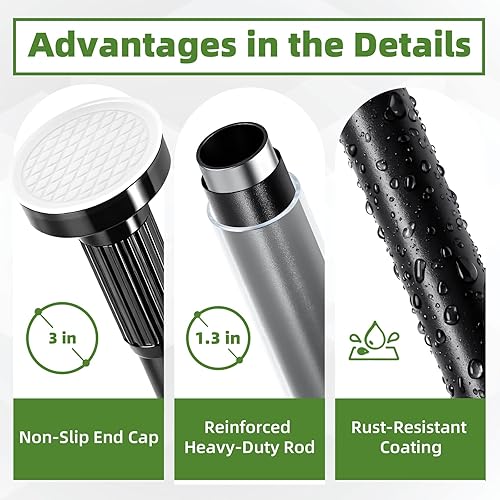 Miniatura 4 de Barra de cortina de tensión de 39 a 173 pulgadas, barra telescópica con un solo clic sin taladrar, barra de cortina negra extra larga para ventanas