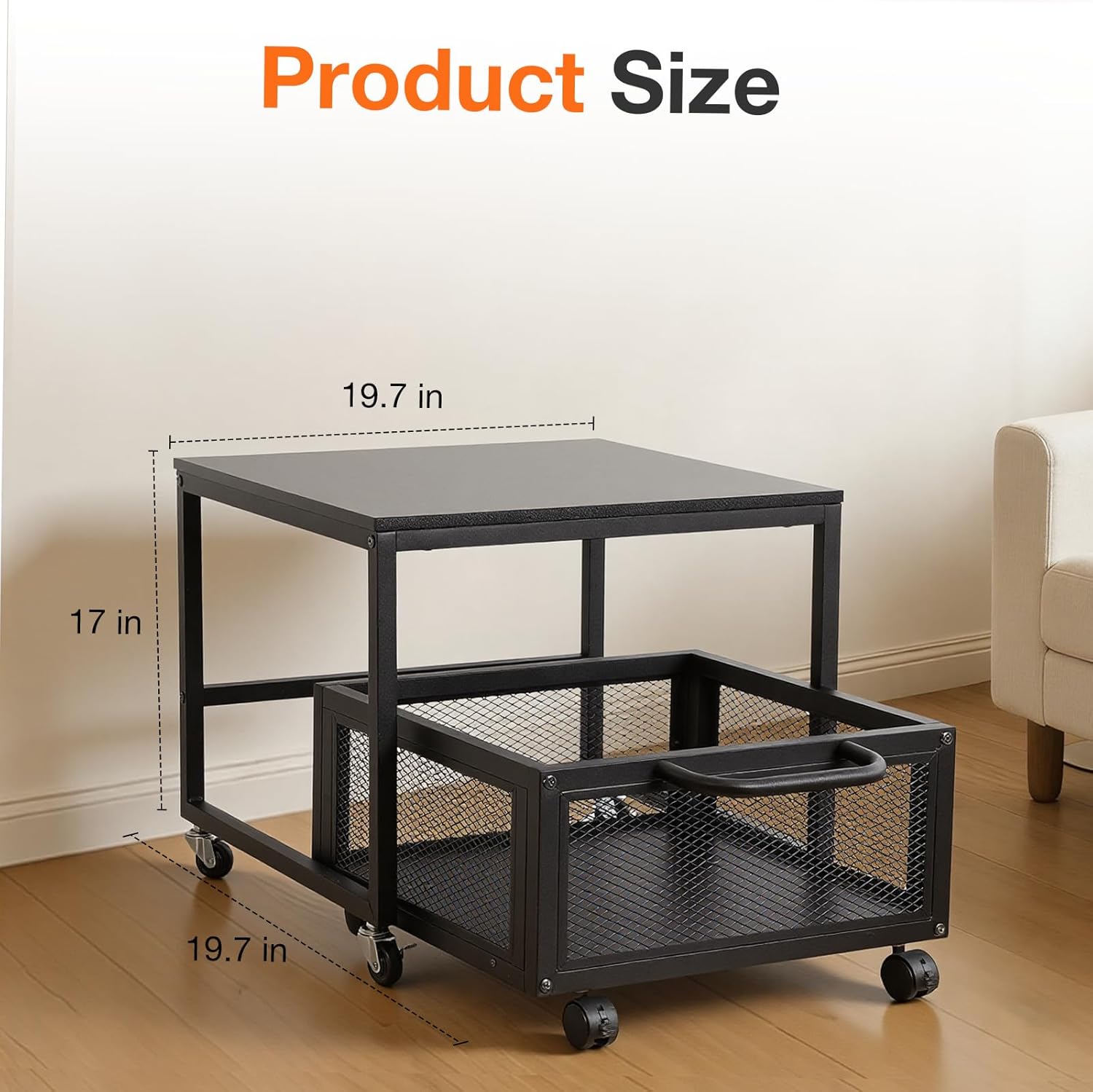 GCCSJ 19.7x19.7in Mini Fridge Stand with Movable Storage Drawer, Heavy Duty Mobile Mini Refrigerator Stand, Mini Fridge Cabinet for Dorm, Home, Office, Black