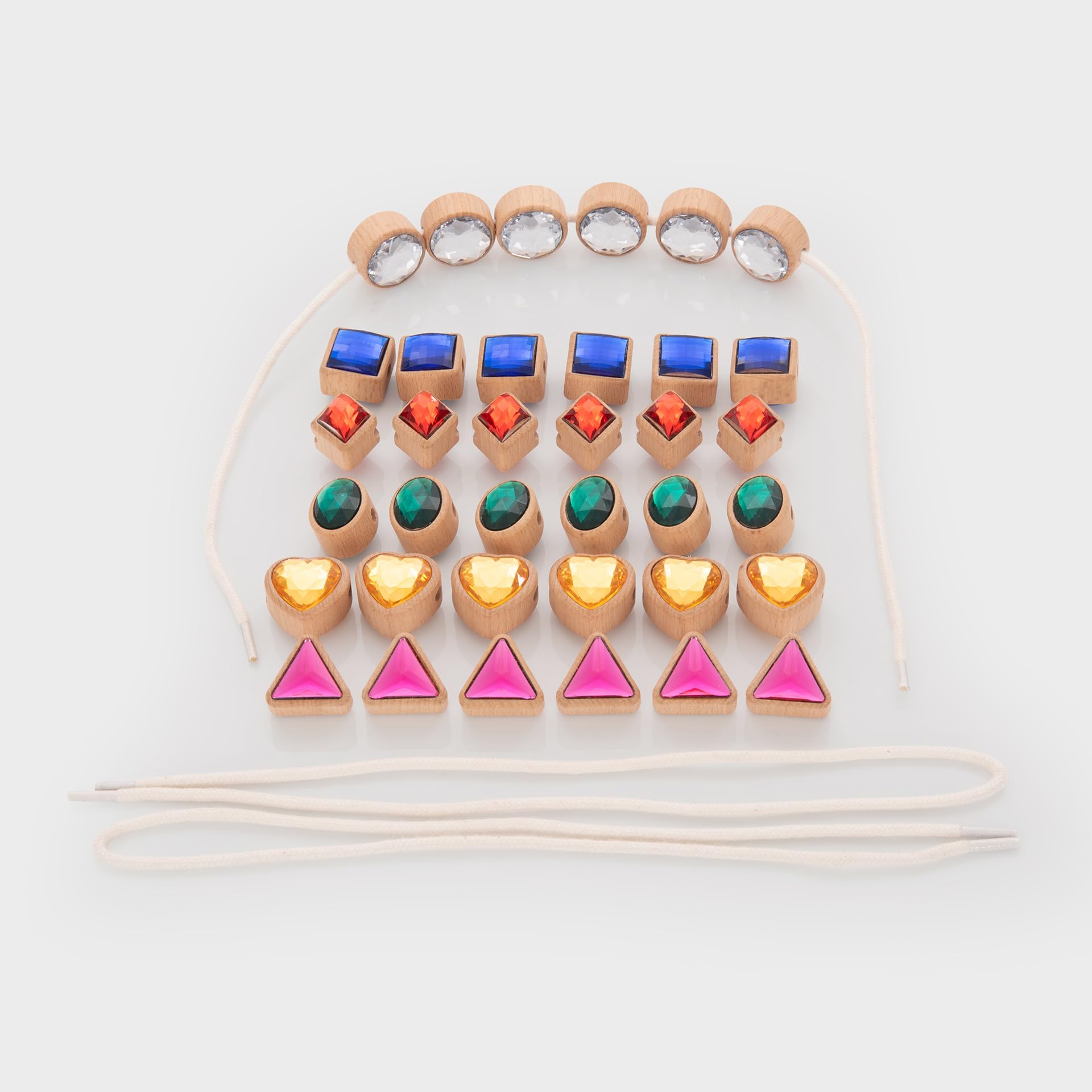 tickit Shape Lacing Jewels, FSC® - Juego de cuentas de madera para enhebrar